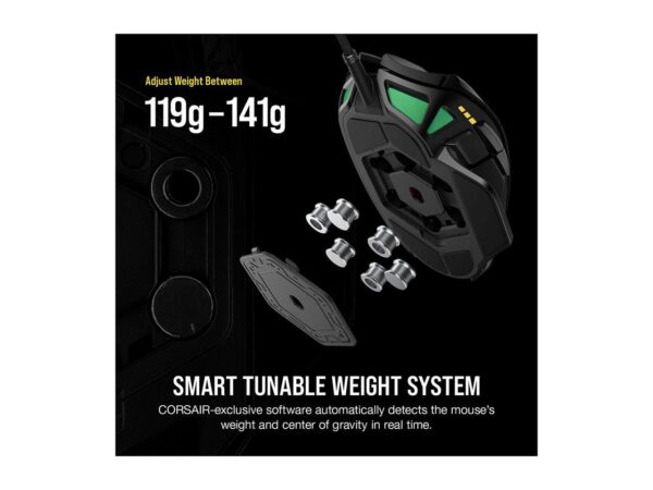 CORSAIR NIGHTSWORD RGB Performance Tunable FPS/MOBA Gaming Mouse, Black, Backlit RGB LED, 18000 dpi, Optical - Image 2