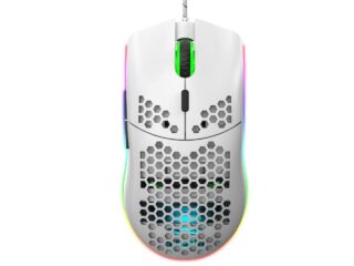 TROPRO Programmable RGB Gaming Mouse, 6 DPI (1000/1600/2400/3200/4800/6400) 96g Ultra Lightweight Honeycomb Optical LED Wired Mouse with Programmable 6 Keys RGB Marquee Effect Light