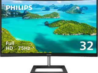 PHILIPS 322E1C 32" Super-Curved Frameless Monitor, Full HD VA, 104% sRGB, Adaptive-Sync 75Hz, VESA, 4Yr Advance Replacement Warranty, Black/Silver