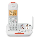 VTech SN5127 Amplified Cordless Senior Phone with Answering Machine, Call Blocking, 90dB Extra-loud Visual Ringer, One-touch Audio Assist on Handset up to 50dB, Big Buttons and Large Display, White