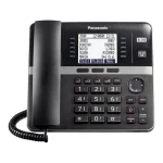 Panasonic Office Phone, Expandable 4-Line Desk Phone for Small and Medium Business, Corded Phone Base Station Expandable Up to 10 Business Phones Wirelessly - KX-TGW420B (Black)