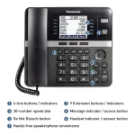 Panasonic Office Phone, Expandable 4-Line Desk Phone for Small and Medium Business, Corded Phone Base Station Expandable Up to 10 Business Phones Wirelessly - KX-TGW420B (Black) - Image 4