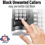 Panasonic Link2Cell Bluetooth Cordless Phone System with Voice Assistant, Call Blocking and Answering Machine. DECT 6.0 Expandable Cordless System - 3 Handsets - KX-TGF573S (Black/Silver Trim) - Image 3