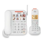VTech SN5147 Amplified Corded/Cordless Senior Phone with Answering Machine, Call Blocking, 90dB Extra-loud Visual Ringer, One-touch Audio Assist on Handset up to 50dB, Big Buttons and Large Display