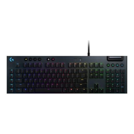 Logitech G815 LIGHTSYNC RGB Mechanical Gaming Keyboard with Low Profile GL Tactile key switch, 5 programmable G-keys, USB Passthrough, dedicated media control - Tactile