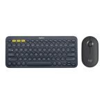Logitech K380 Bluetooth Wireless Mini Keyboard and PEBBLE Bluetooth Mouse Thin&Light 1000DPI High Precision Optical Tracking Unifying Mouse Combo - Black