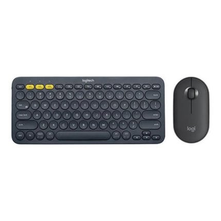 Logitech K380 Bluetooth Wireless Mini Keyboard and PEBBLE Bluetooth Mouse Thin&Light 1000DPI High Precision Optical Tracking Unifying Mouse Combo - Black
