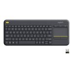 Logitech K400 Plus Wireless Touch With Easy Media Control and Built-in Touchpad, HTPC Keyboard for PC-connected TV, Windows, Android, Chrome OS, Laptop, Tablet - Black