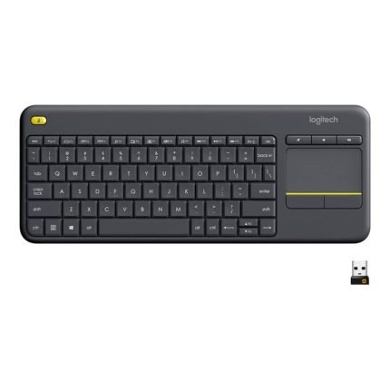 Logitech K400 Plus Wireless Touch With Easy Media Control and Built-in Touchpad, HTPC Keyboard for PC-connected TV, Windows, Android, Chrome OS, Laptop, Tablet - Black
