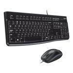 Logitech MK120 Wired Keyboard and Mouse Combo for Windows, Optical Wired Mouse, Full-Size Keyboard, USB Plug-and-Play, Compatible with PC, Laptop - Black