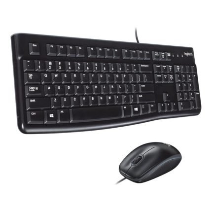 Logitech MK120 Wired Keyboard and Mouse Combo for Windows, Optical Wired Mouse, Full-Size Keyboard, USB Plug-and-Play, Compatible with PC, Laptop - Black