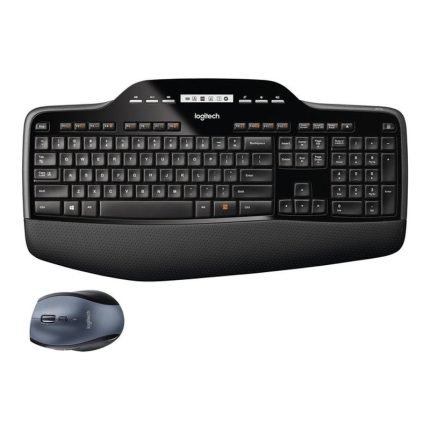 Logitech MK710 Wireless Keyboard and Mouse Combo — Includes Keyboard and Mouse, Stylish Design, Built-In LCD Status Dashboard, Long Battery Life